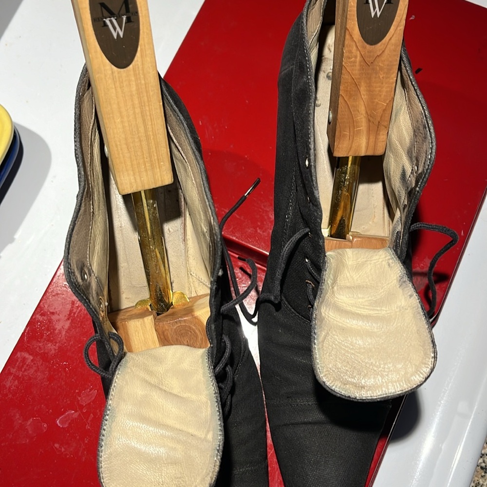 Black hand dyed canvas booties - Picture 5 of 11